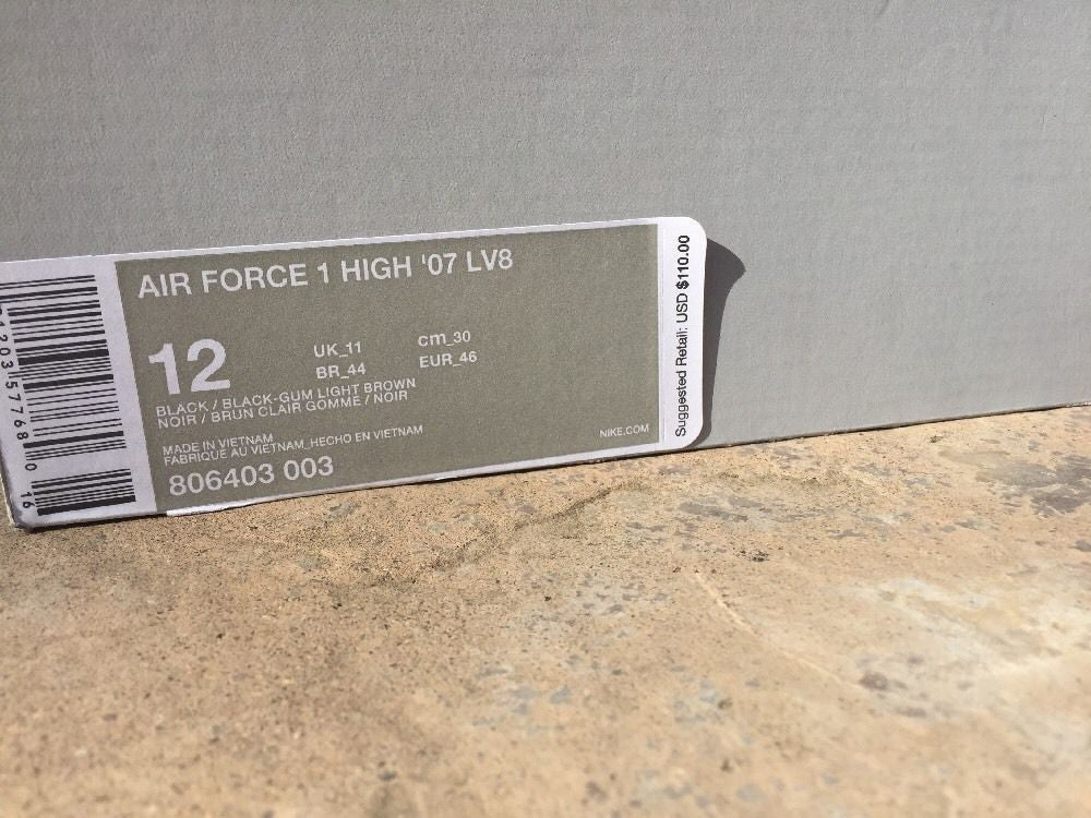 Nike Air Force One High 07 Suede Black NEW Size 12
