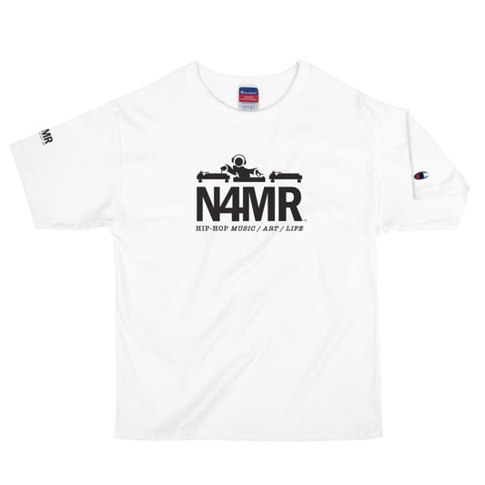 N4MR Logo with DJ t-shirt (All-White) - Men's Champion T-Shirt